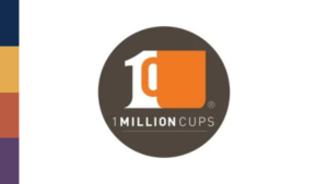 1 Million Cups logo beside Bartow CRA brand color bars